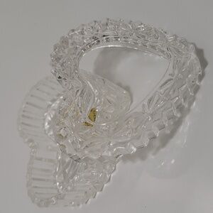 Vintage 24% Lead Crystal Heart Shaped Trinket Keeper